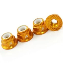 4mm Nylock Wheel Nuts Serrated Face Gold - 4pcs