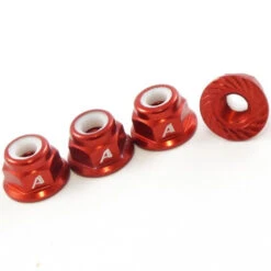 4mm Nyloc Wheel Nuts Serrated Face Red - 4pcs