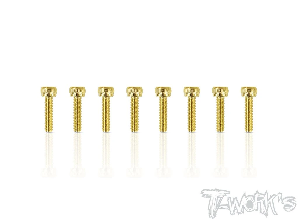Gold Cap Head Screws 2.5 X 10mm - 8pcs