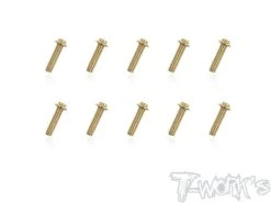 Gold Flanged Button Head Screw M3 X 12mm - 10pcs