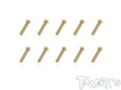Gold Flanged Button Head Screw M3 X 16mm - 10pcs