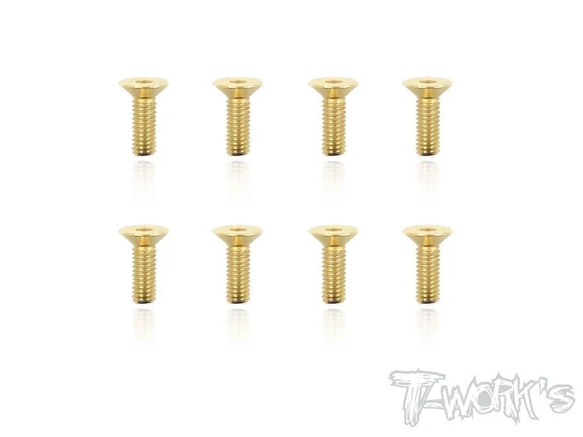 Gold Flat Head / Countersunk Screws M4 X 12mm - 8pcs