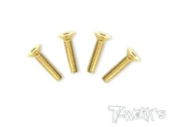 Gold Flat Head / Countersunk Screws M4 X 18mm - 4pcs
