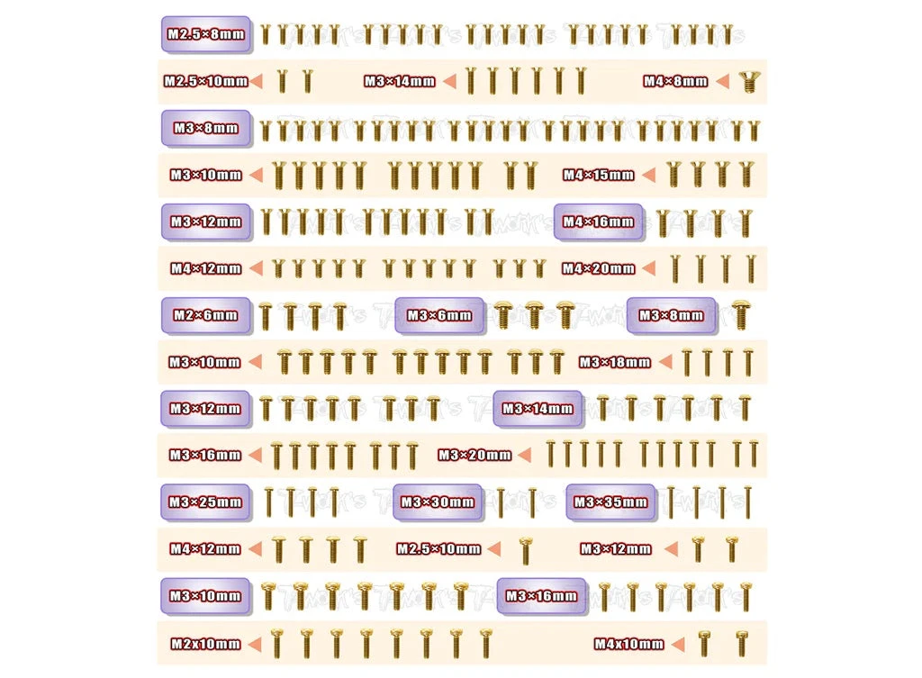 Screw Set For TLR 8ightX 2.0 - Gold