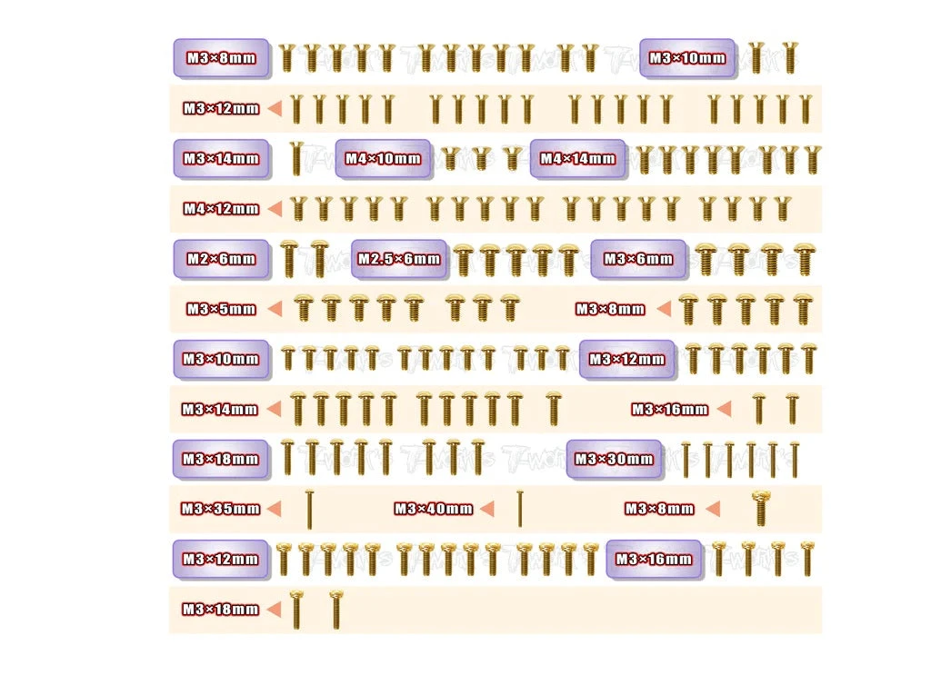 Screw Set For Xray XB8 2023 - Gold