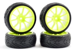 1/10th On Road Street/Tread Tyres 10SP Neon Yellow Wheels - Set Of 4