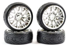 1/10th On Road Street/Tread Tyres Star Spoke Chrome Wheels - Set Of 4