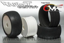 Rapid T Unglued Truggy Tyres On White Wheels - Green Compound